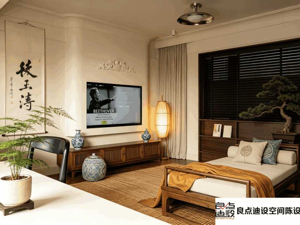 二居室软装设计|新中式禅意风，小两居装出东方氛围感✨